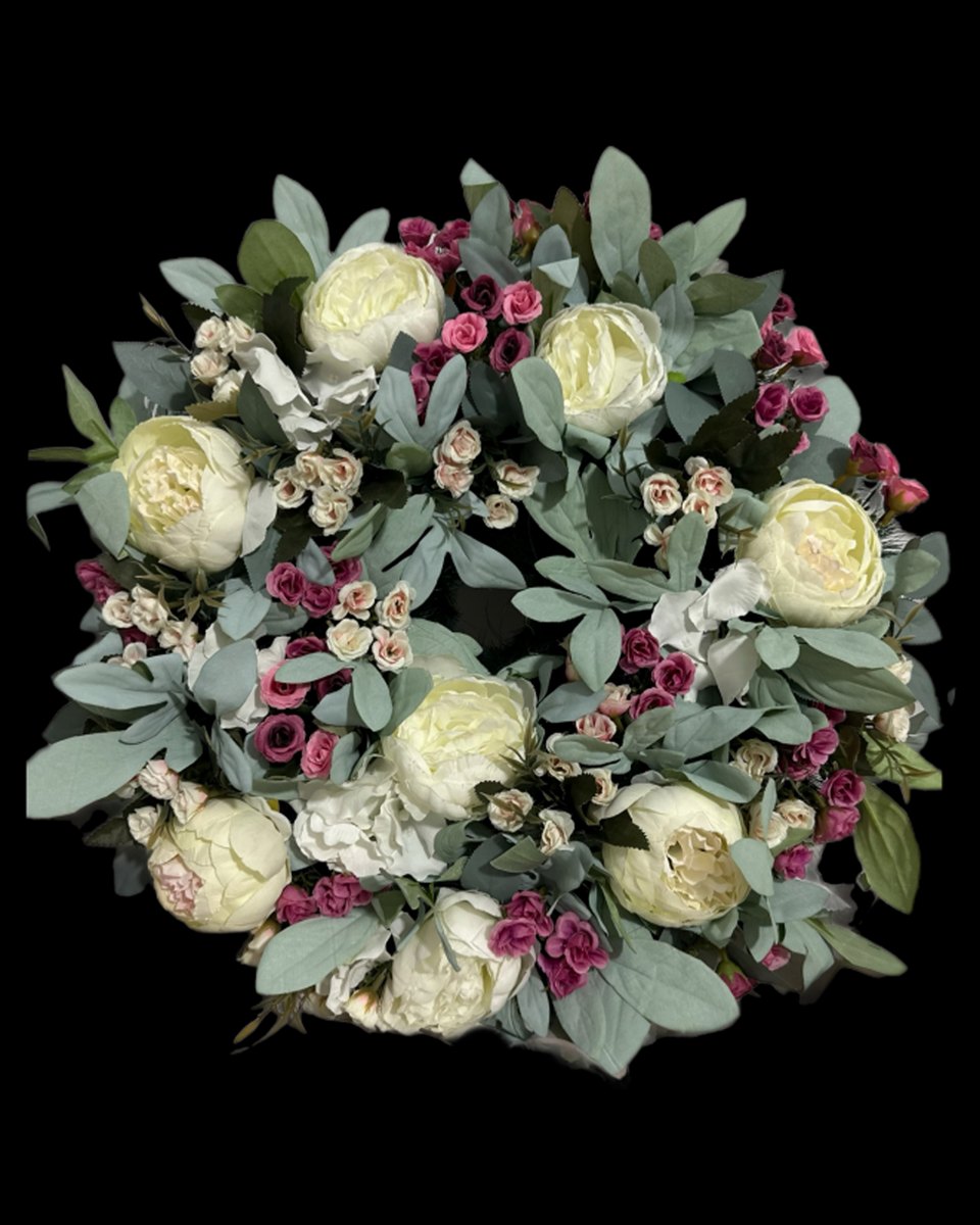 Венок круглый Белые пионы КМБП01